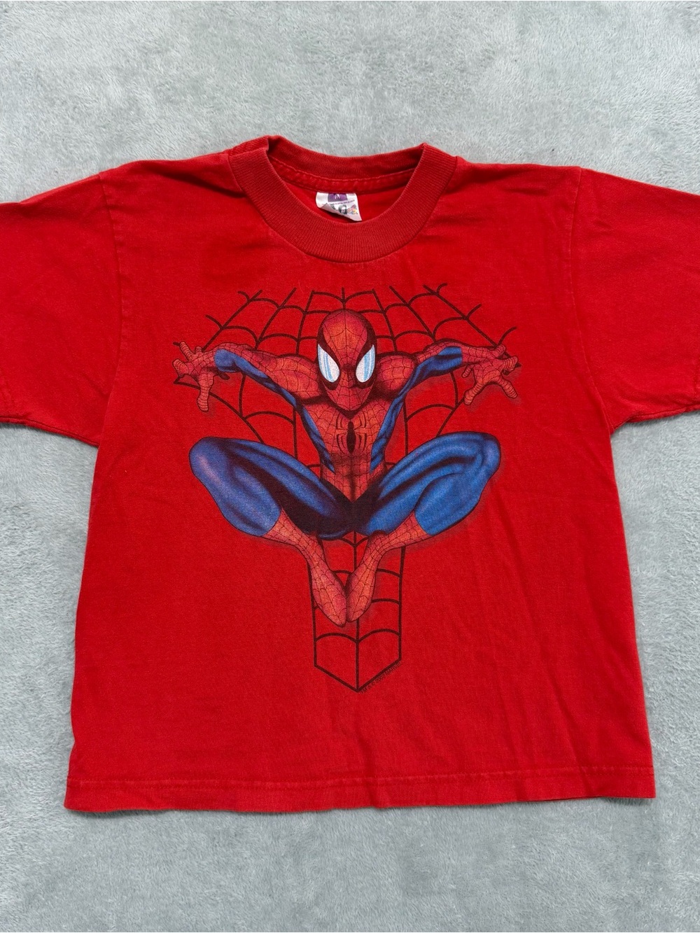 Vintage 2002 Spider-Man T Shirt Kids M Marvel Comics Red Y2K Graphic Tee